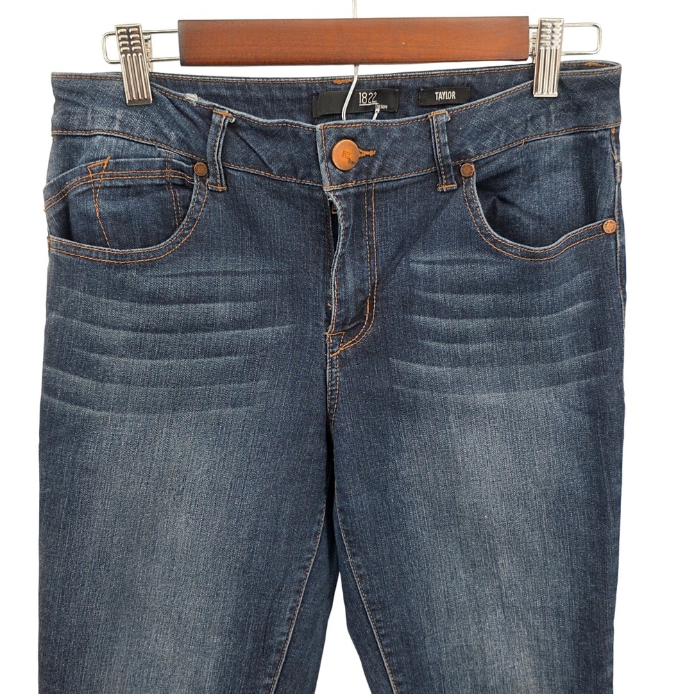 1822 Denim Taylor Dark‎ Wash Jeans Womens Size 8 Cuffed Cropped Casual